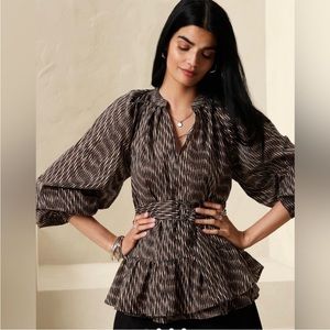 Banana republic belted tiered blouse